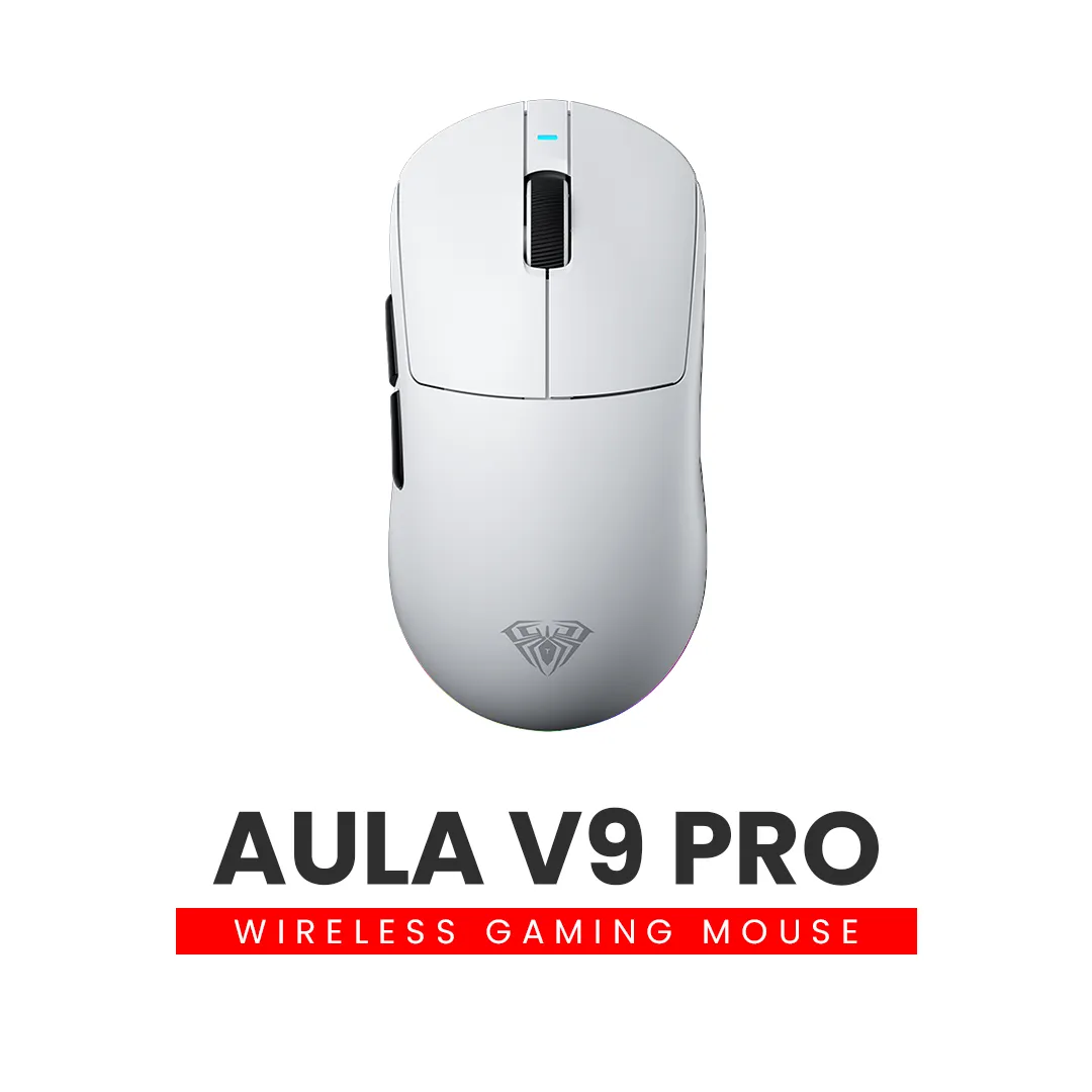 AULA V9 Pro (White) Ultra-Lightweight Tri-Mode Wireless Gaming Mouse price in Pakistan product image