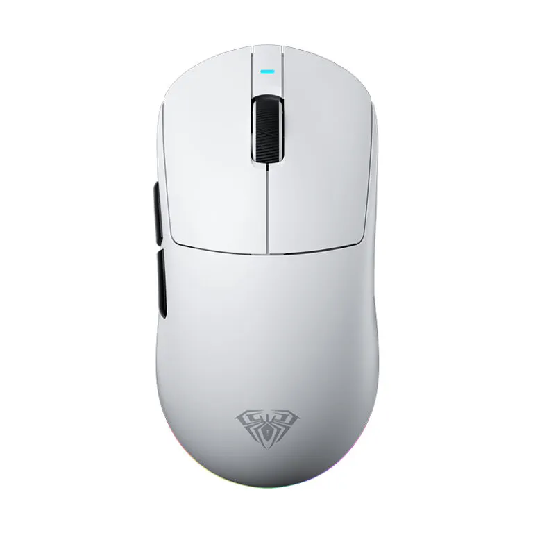AULA pc gear AULA V9 Pro (White) Ultra-Lightweight Tri-Mode Wireless Gaming Mouse front view