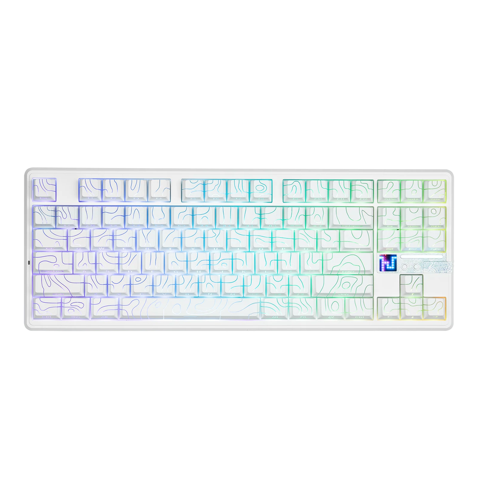 AULA pc gear AULA F87 Pro V2 TKL Gasket (White Contours with RGB) Mounted Wireless Gaming Keyboard front view