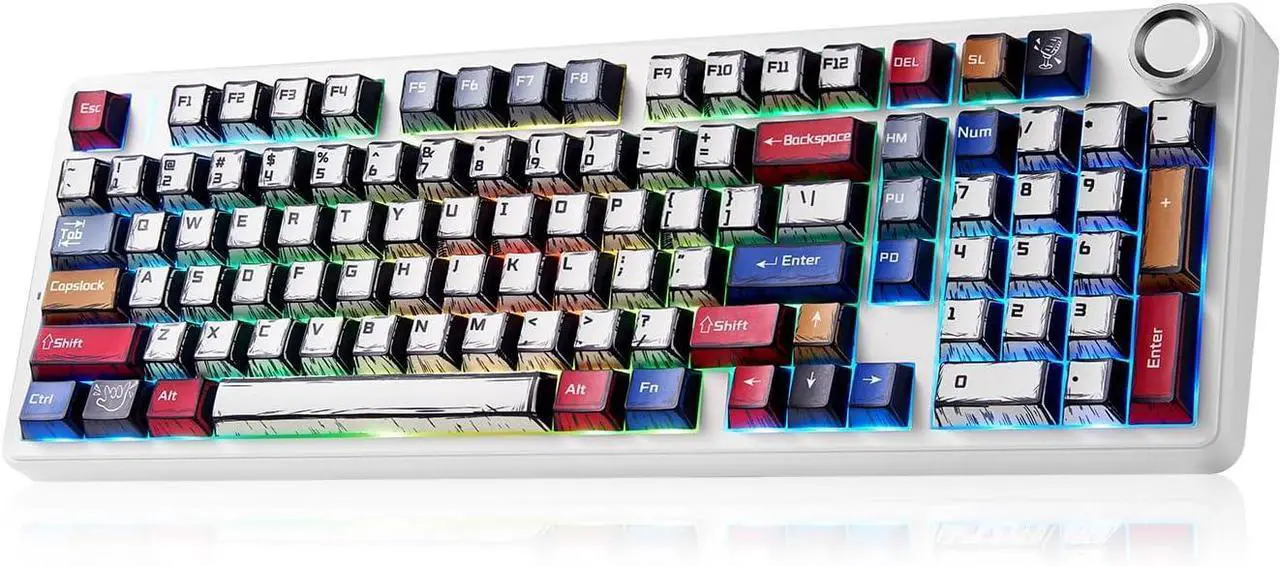 AULA pc gear AULA F99 PRO Gasket (Comic Star with RGB) Mounted Tri-Mode Mechanical Keyboard front view