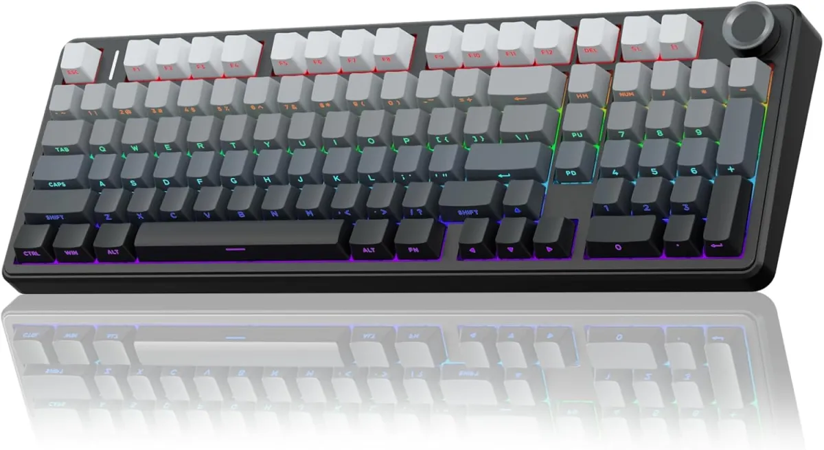 AULA pc gear AULA F99 PRO Gasket (Gradient Gray) Mounted Tri-Mode Mechanical Keyboard front view
