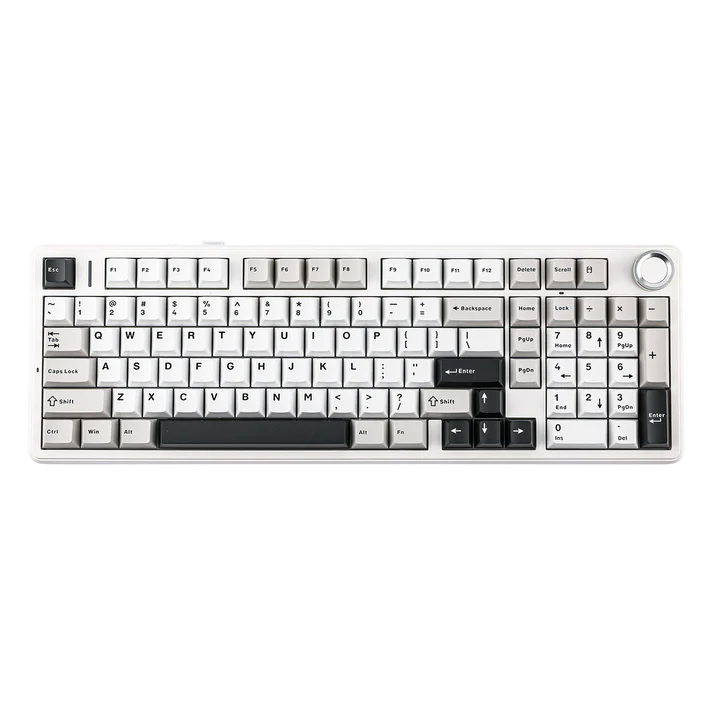 AULA pc gear AULA F99 PRO Gasket (White Grey & Dark Grey with RGB) Mounted Tri-Mode Mechanical Keyboard front view