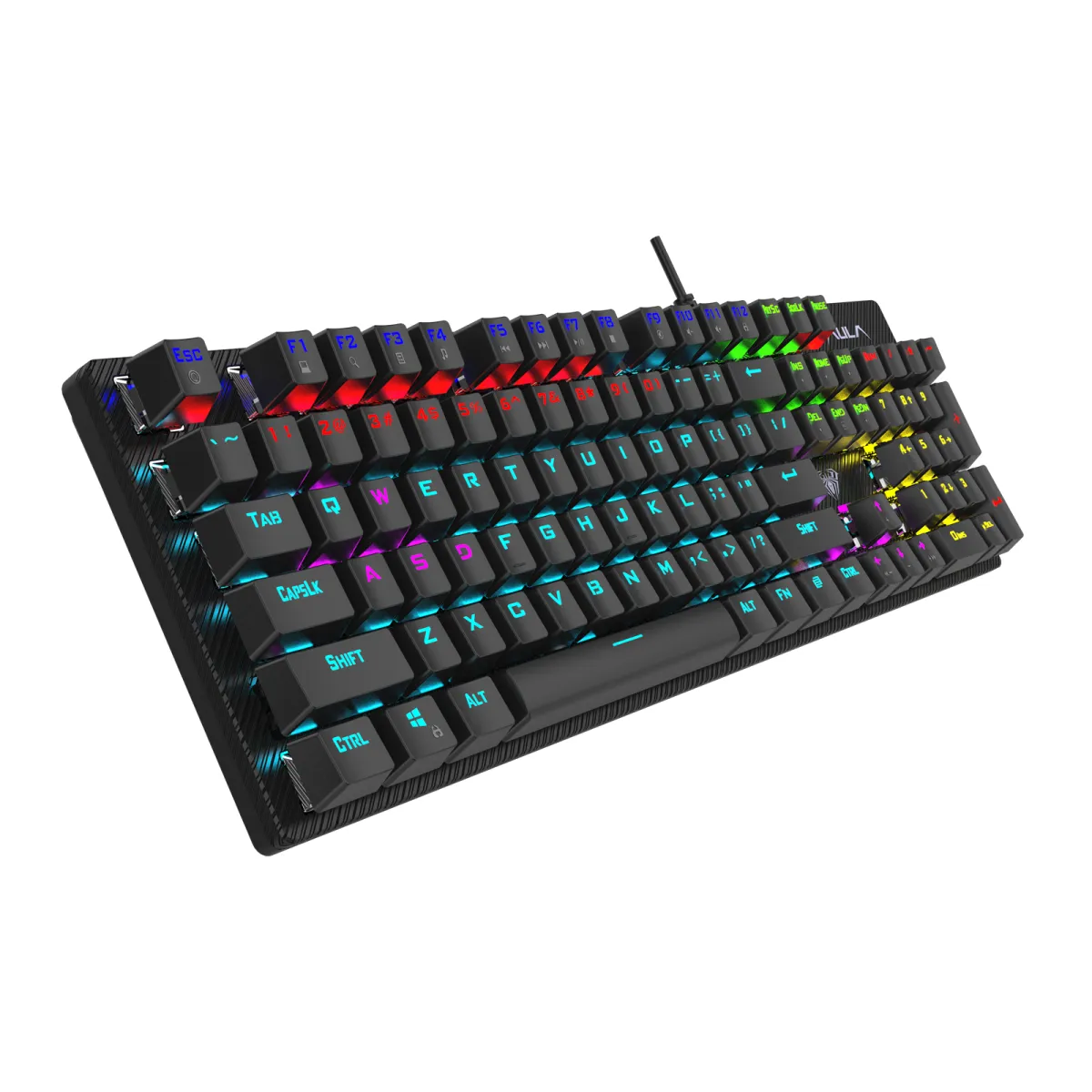 AULA S2022 Pro (Black with Rainbow LED Backlit) Num Lock with Red Switches Wired Gaming Keyboard image 4
