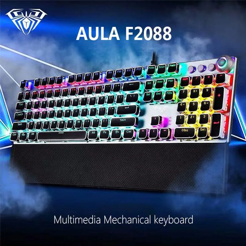 AULA F2088 (Black) Phantom Backlit with Blue Switches Wired Mechanical & Gaming Keyboard price in Pakistan product image