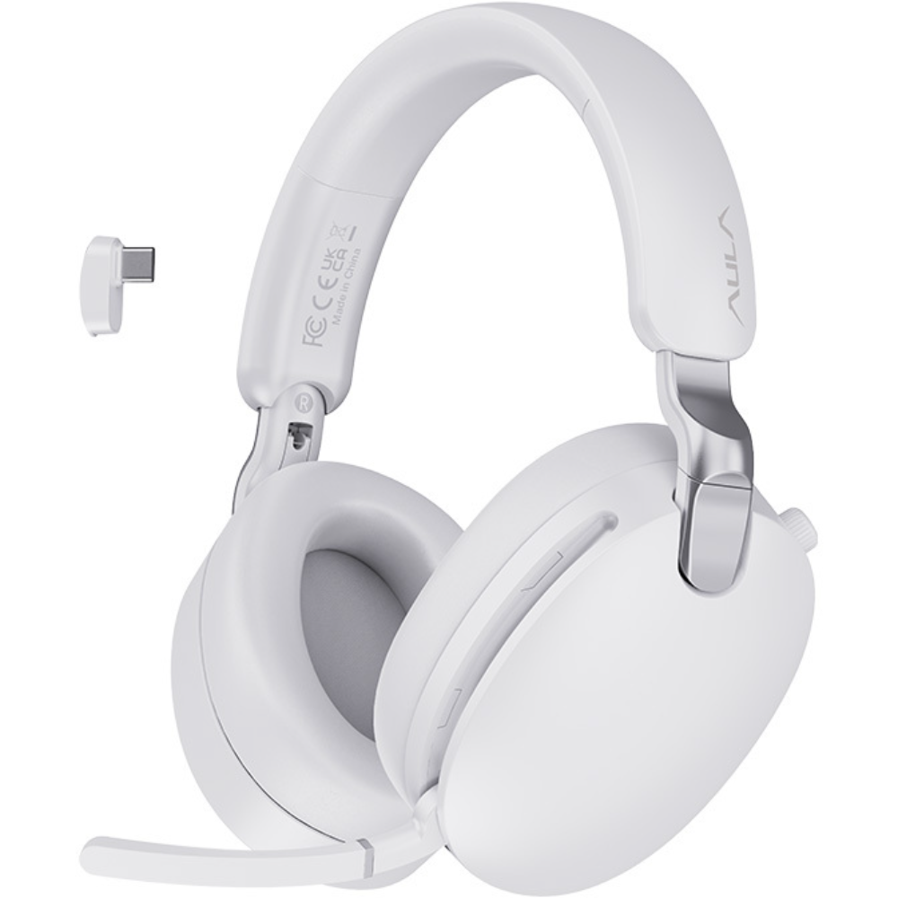AULA A500 (White) Hybrid ANC 2.4GHz Tri-Mode Wireless & USB Wired Gaming Headphone price in Pakistan product image