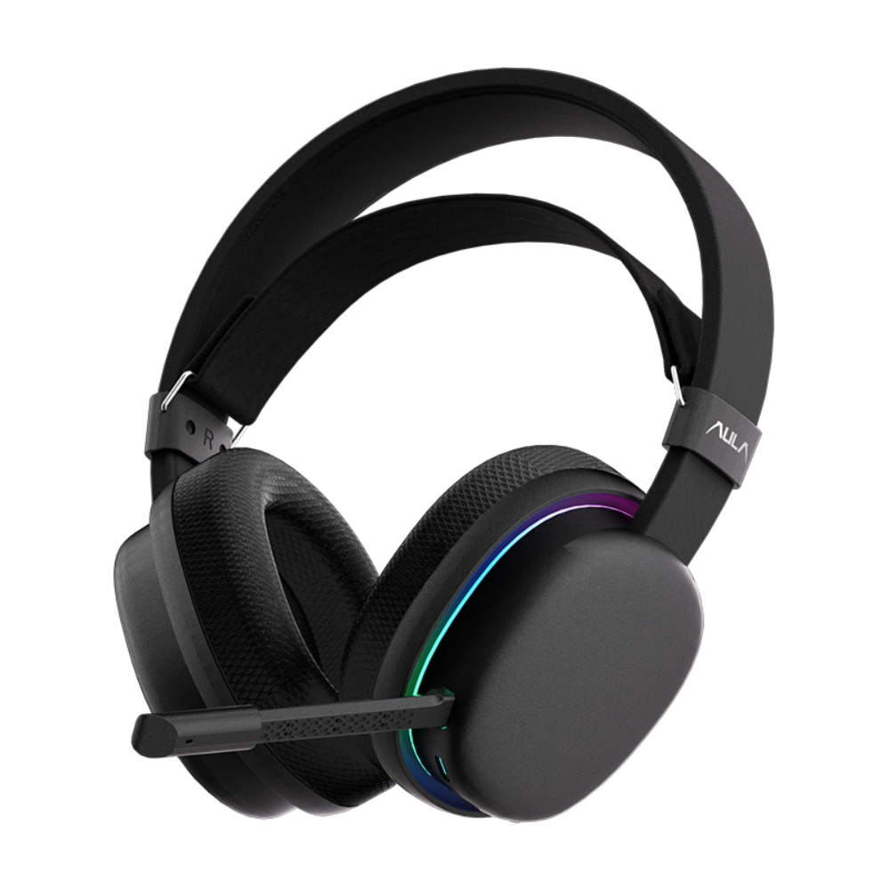 Buy AULA G7 (Black with RGB) Noise-Canceling Mic Wing Wireless Gaming Headphone online in Pakistan at WaddaGamer
