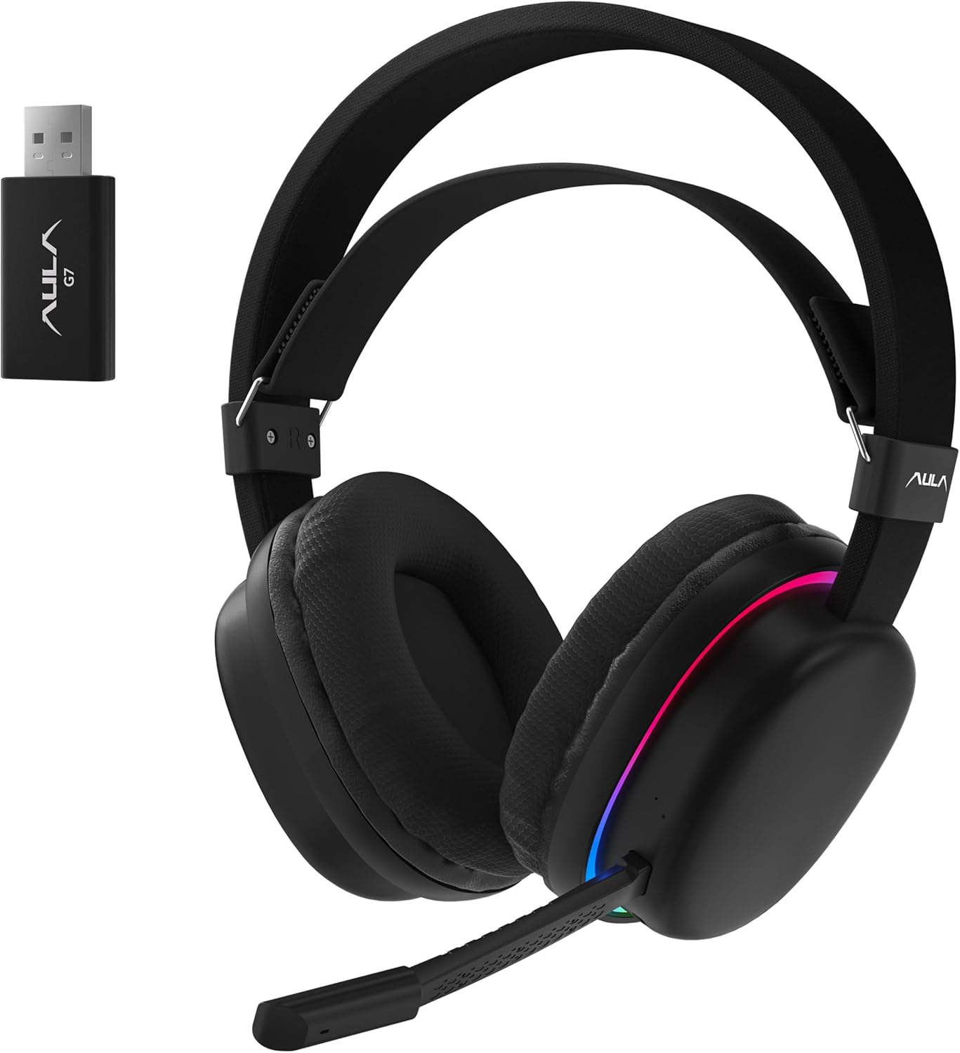 AULA G7 (Black with RGB) Noise-Canceling Mic Wing Wireless Gaming Headphone
