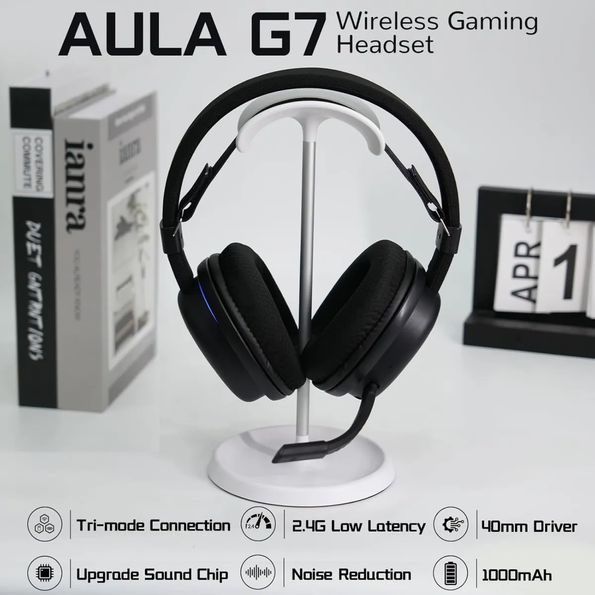 AULA G7 (Black with RGB) Noise-Canceling Mic Wing Wireless Gaming Headphone price in Pakistan product image