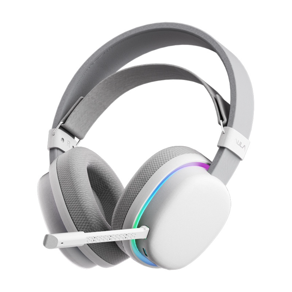 Buy AULA G7 (White with RGB) Noise-Canceling Mic Wing Wireless Gaming Headphone online in Pakistan at WaddaGamer
