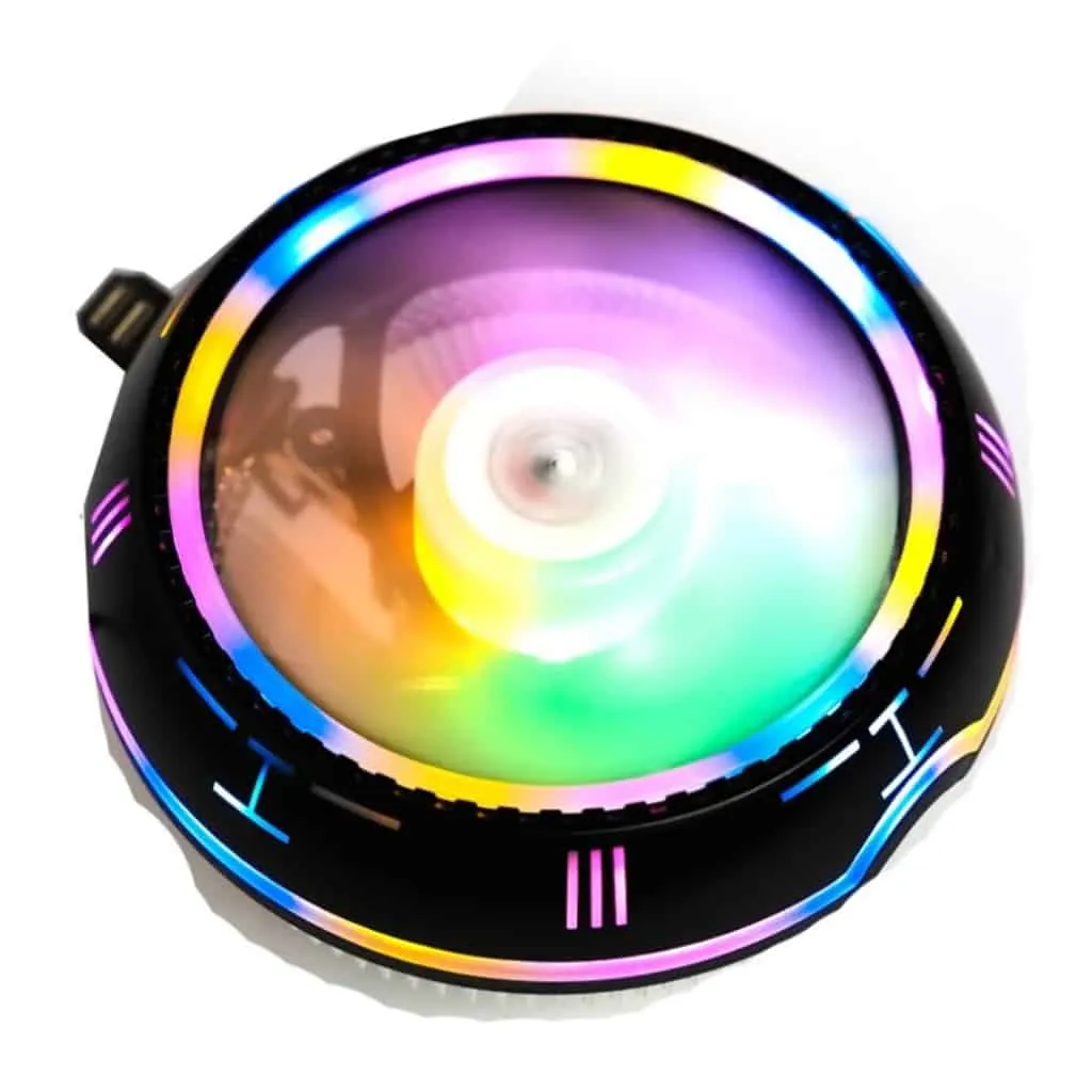 GFury pc gear GFURY UFO-R (Black with RGB) Air CPU Cooler Fan front view