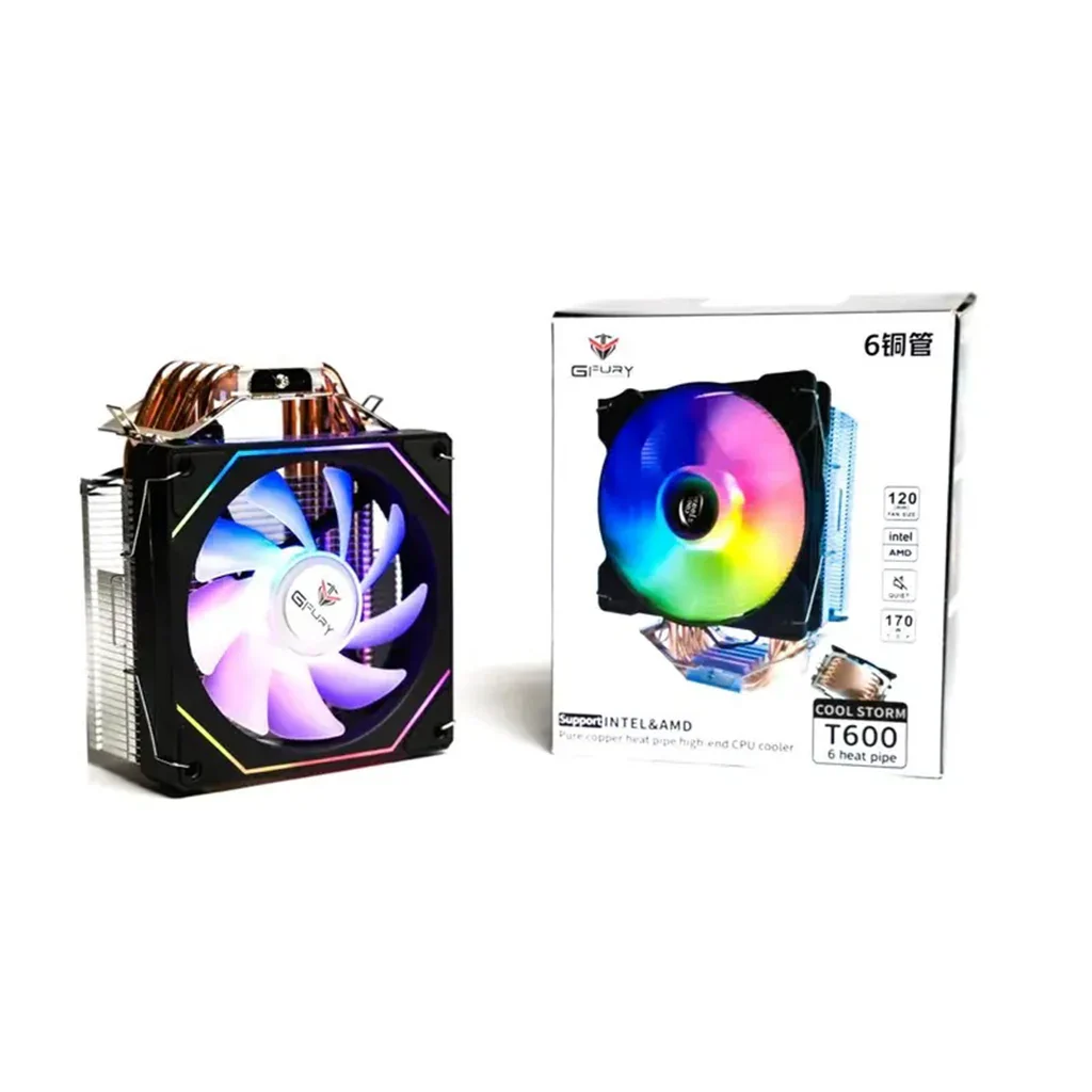 GFury GF-T600 COOL STORM (Black White with ARGB) Single Fan Air CPU Cooler