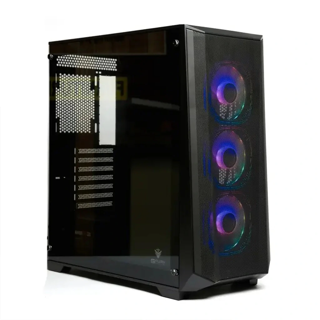 GFury Mighty GF-300 (Black) Tempered Glass with 3 × ARGB Fans Gaming PC Case price in Pakistan product image