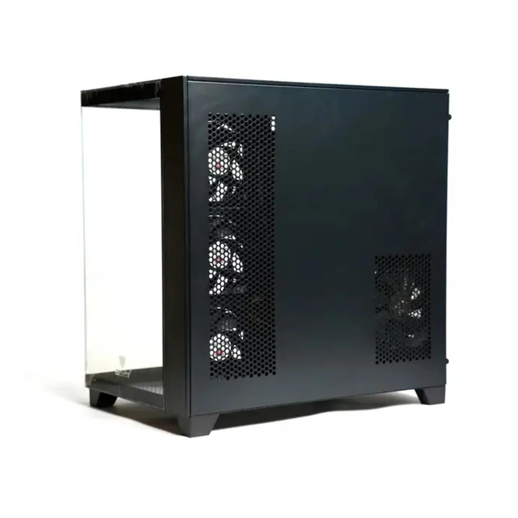GFury pc gear GFury Mighty GF-300 (Black) Tempered Glass  with 3 × ARGB Fans Gaming PC Case front view