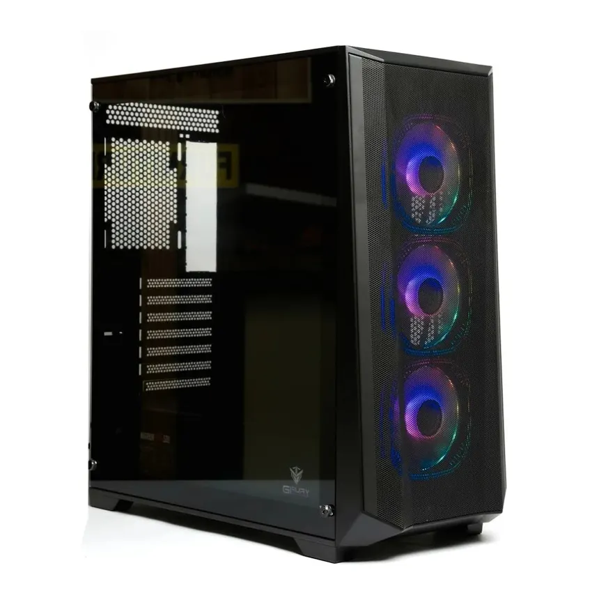 GFury Pluto GF-390 (Black) Anti-Dust Filter with Liquid Cooler Support & Left-Side Tempered Glass Gaming PC Case price in Pakistan product image