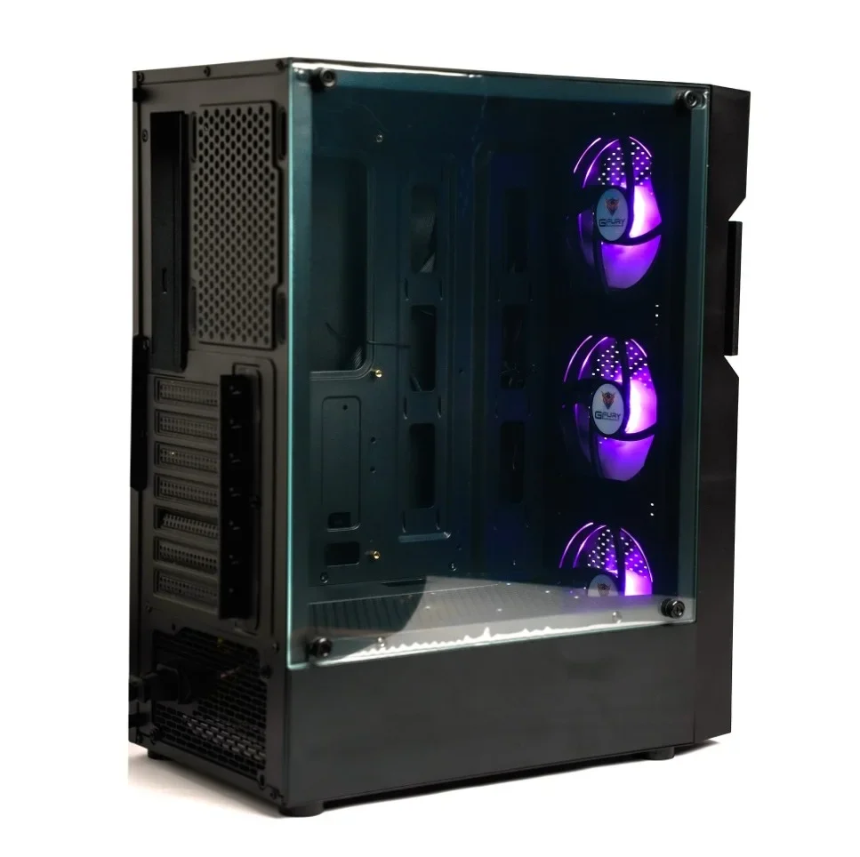 GFury pc gear GFury Edge GF-2200 (Black) Mid Tower Dust Protection & Left-Side Tempered Glass Gaming PC Case front view