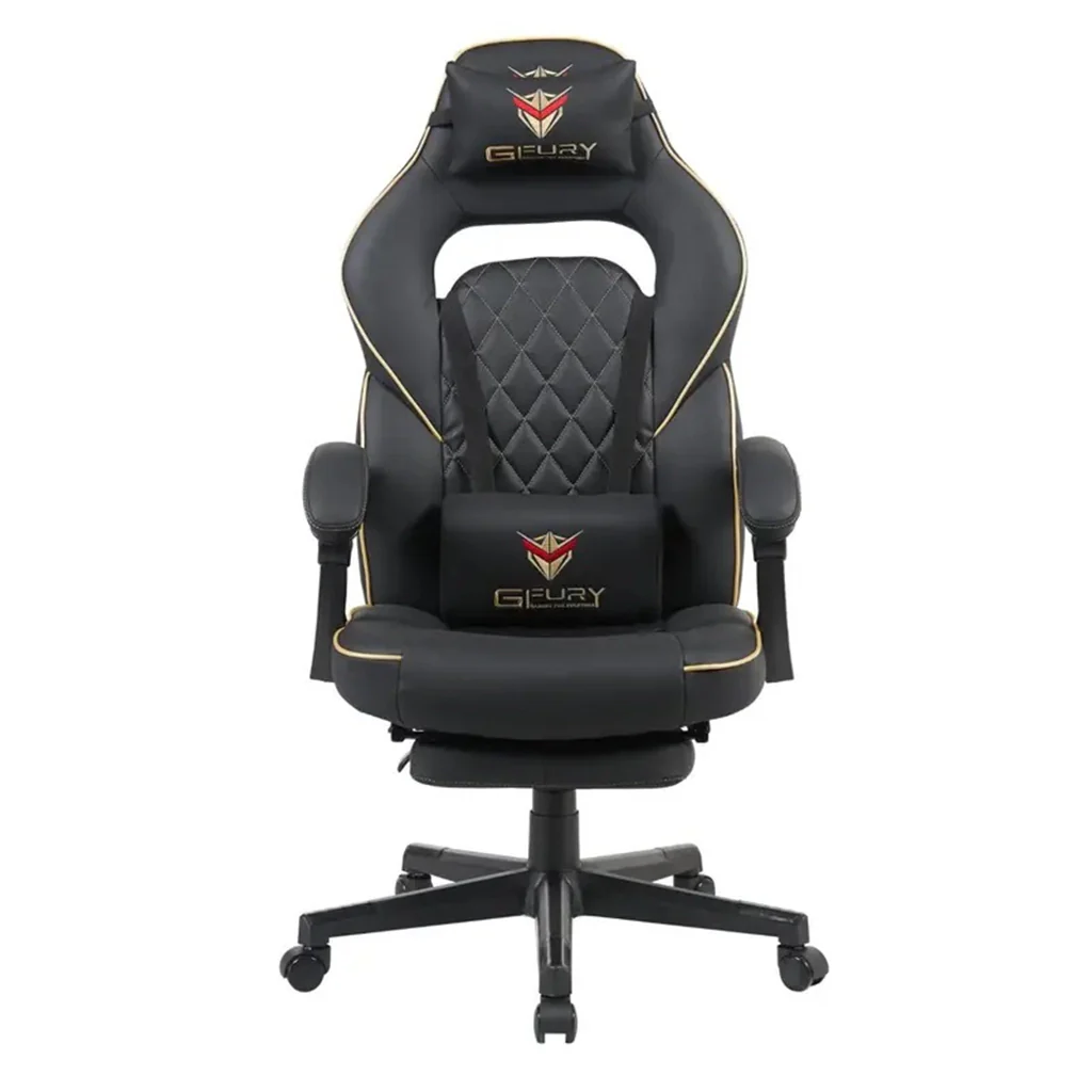 GFury KW-M7308-2 (Black & Gold) 350mm Nylon Base with PU Soft Padding & Class-4 Gas Lift Gaming Chair
