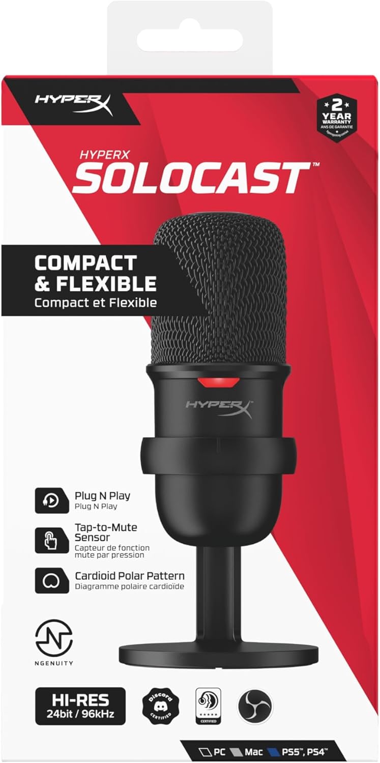 HyperX SoloCast (Black) USB Gaming Condenser Microphone
