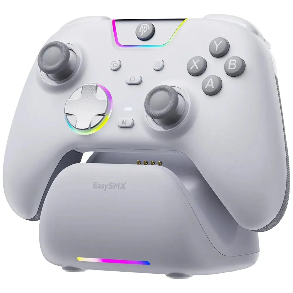 EasySMX X05 Pro (White) Tri-Mode Connectivity Wireless Gaming Controller with Charging Dock