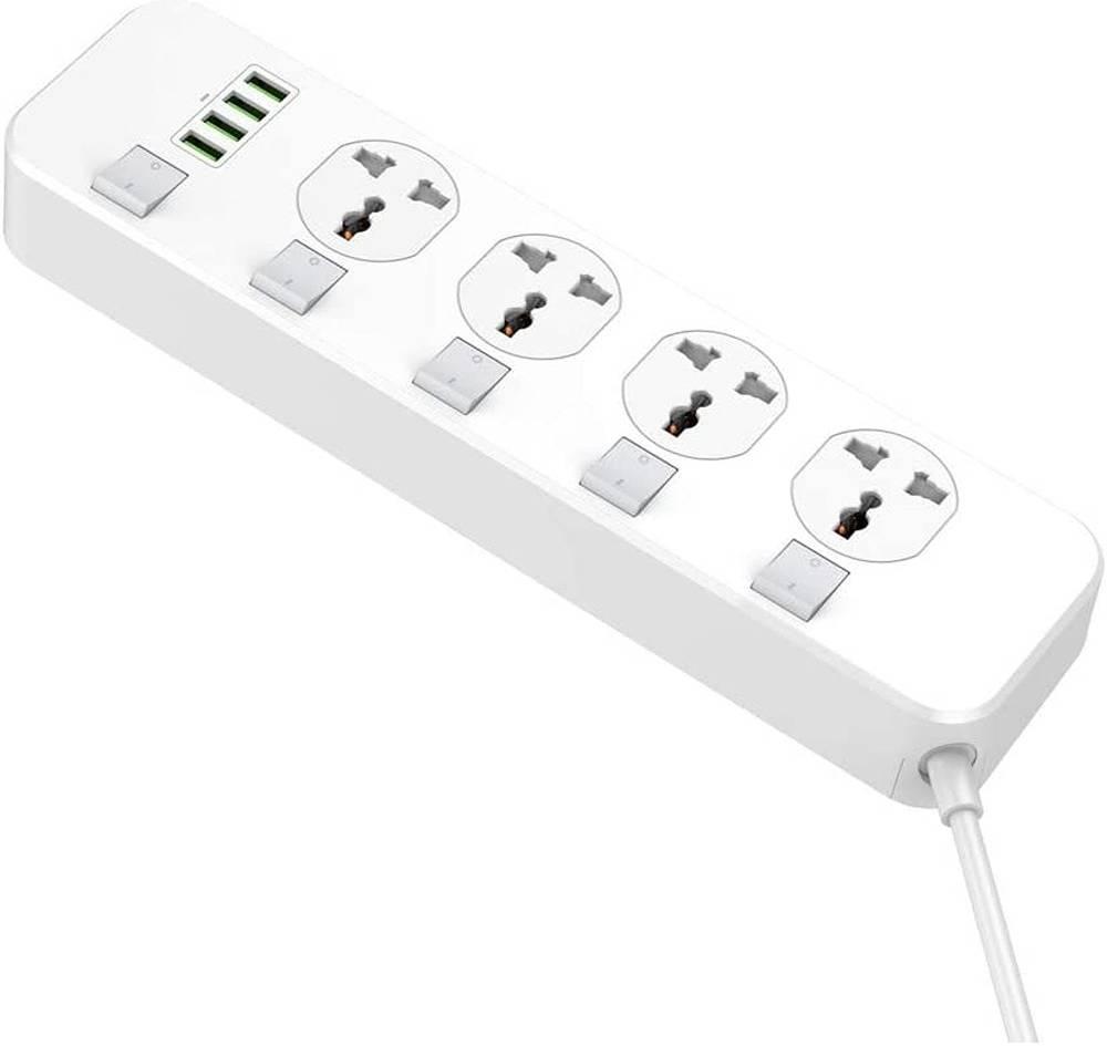 LDNIO SC4408 (White) 2500W Power Extension Socket with 4 USB-A Ports & 4 Power Sockets