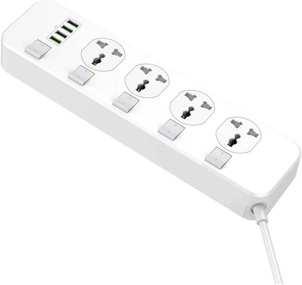 LDNIO SC4408 (White) 2500W Power Extension Socket with 4 USB-A Ports & 4 Power Sockets