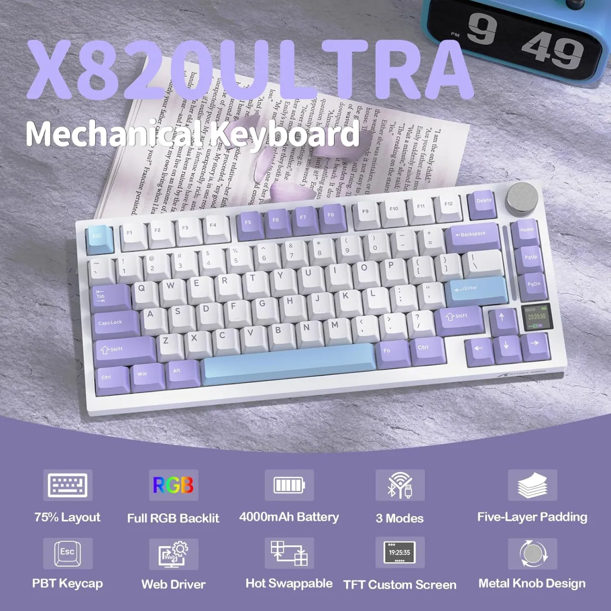 Attack Shark X820 (Starlight White) Ultra Tri-mode Gasket Mechanical Keyboard price in Pakistan product image