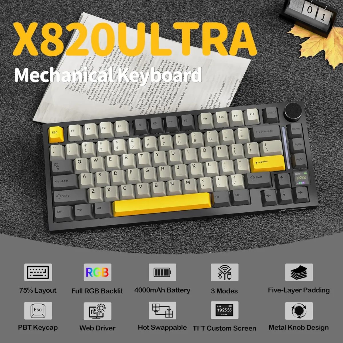 Attack Shark X820 (Star Black) Ultra Tri-mode Gasket Mechanical Keyboard price in Pakistan product image
