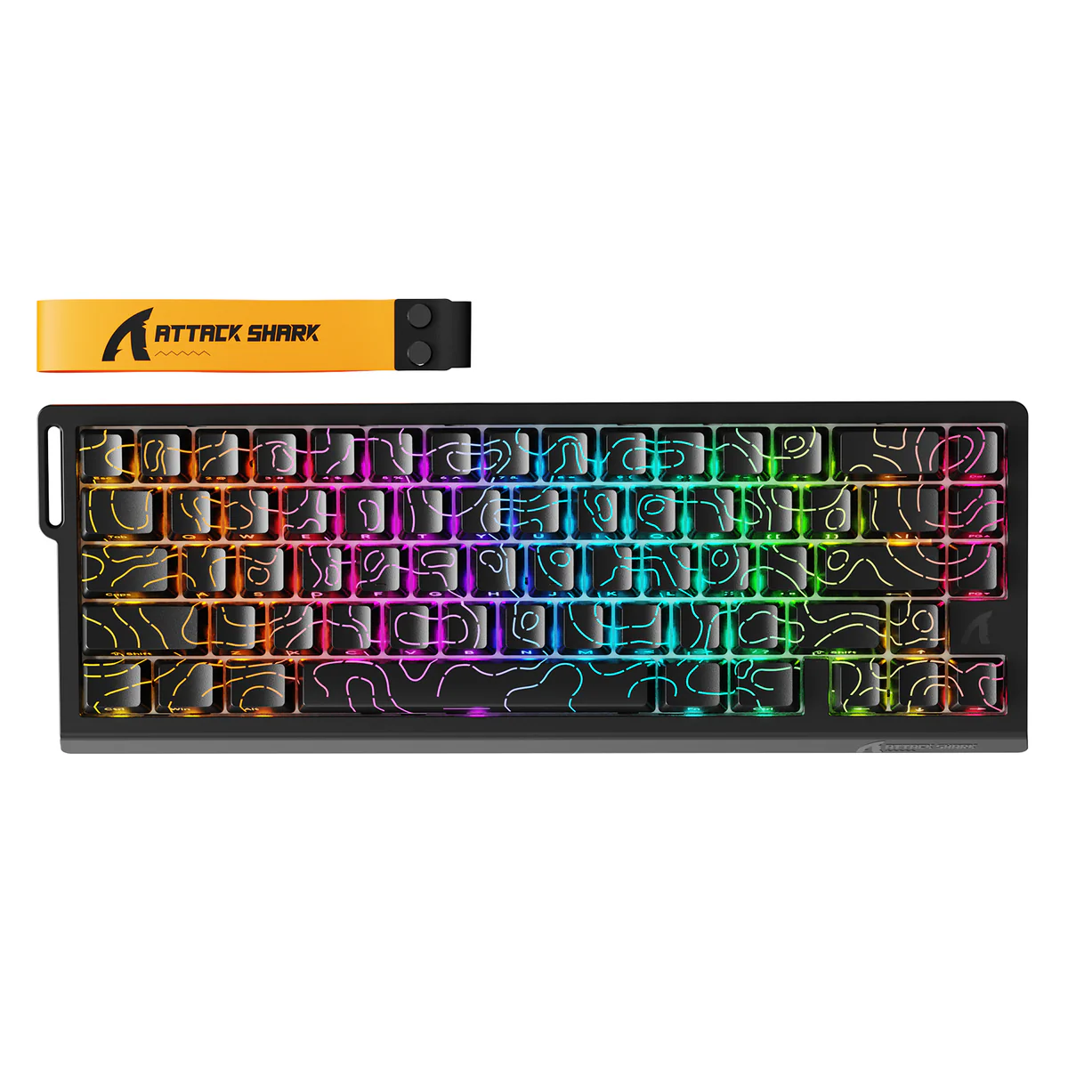 Attack Shark pc gear Attack Shark X68 Pro HE (Black Contour) Wireless Rapid Trigger Gaming Keyboard front view