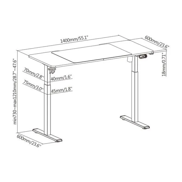 MXG MGD-01R (Matte White) Motorized Sit-Stand Desk