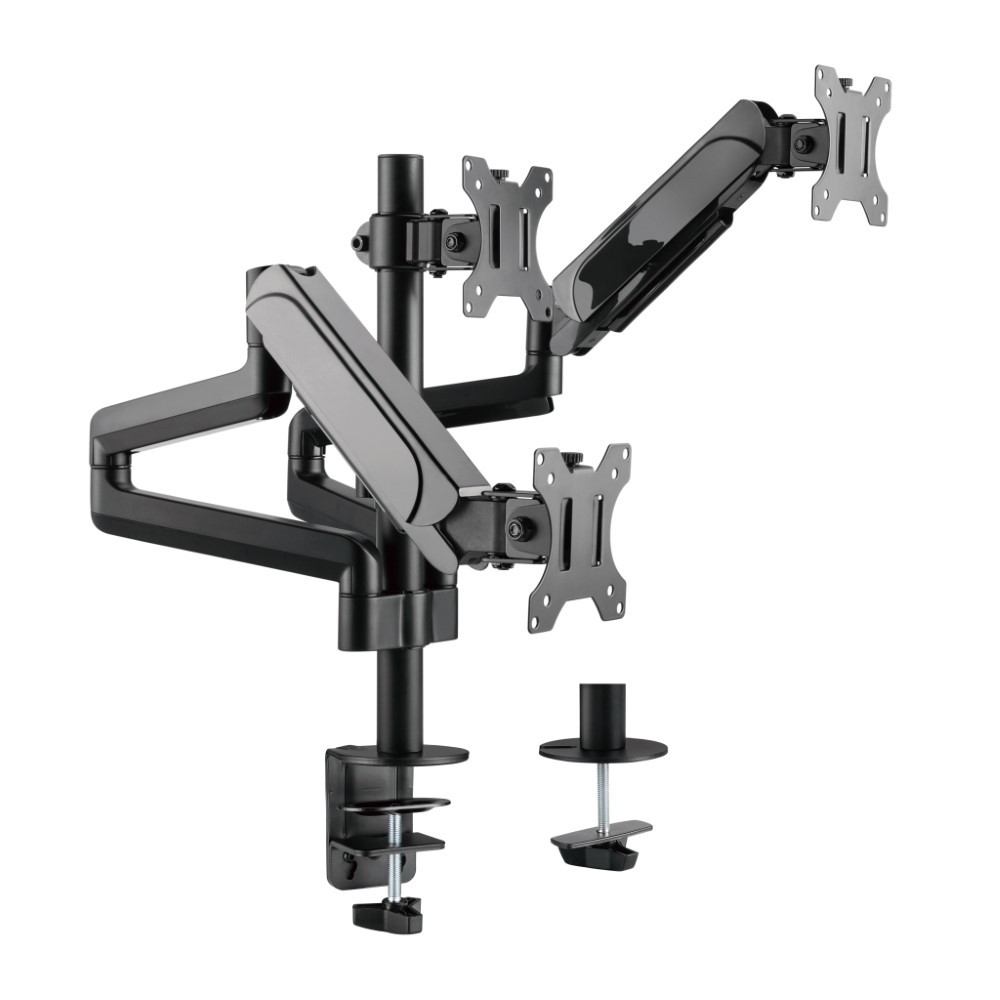 MXG BMA-36 (Black) Triple Pole Mounted Premium Aluminum Spring Monitor Arm