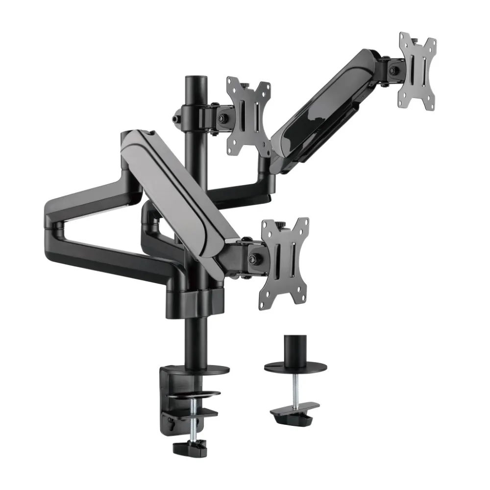 MXG BMA-36 (Black) Triple Pole Mounted Premium Aluminum Spring Monitor Arm