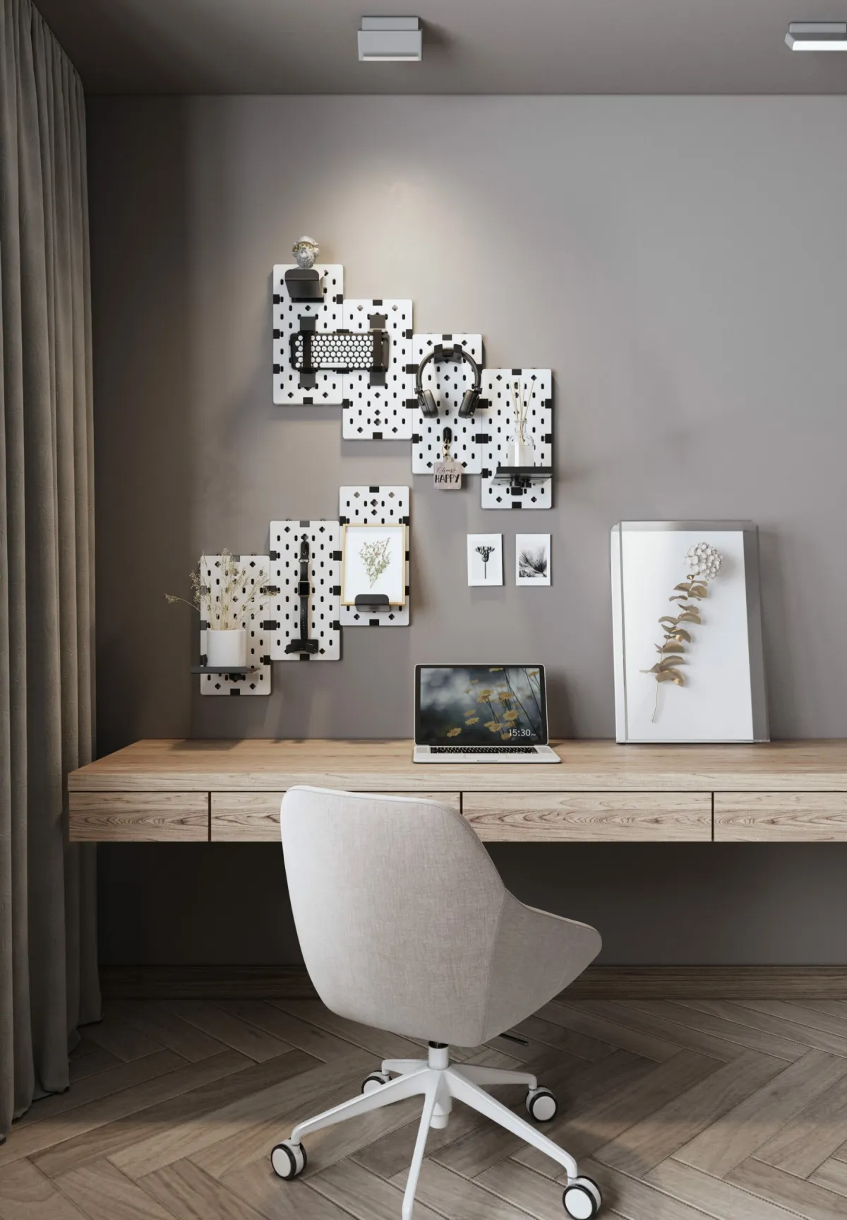 MXG PB-07 (White) Wall Mounted Modular Gaming 7Pcs Pegboard