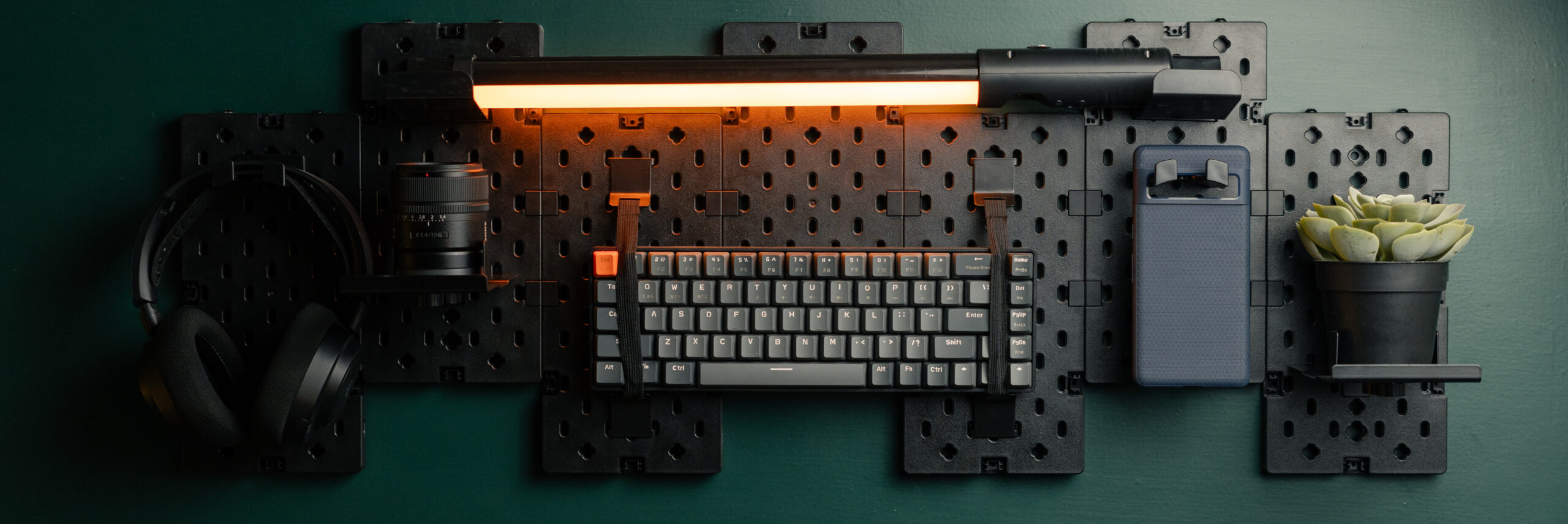 MXG PB-07 (Black) Wall Mounted Modular Gaming 7Pcs Pegboard