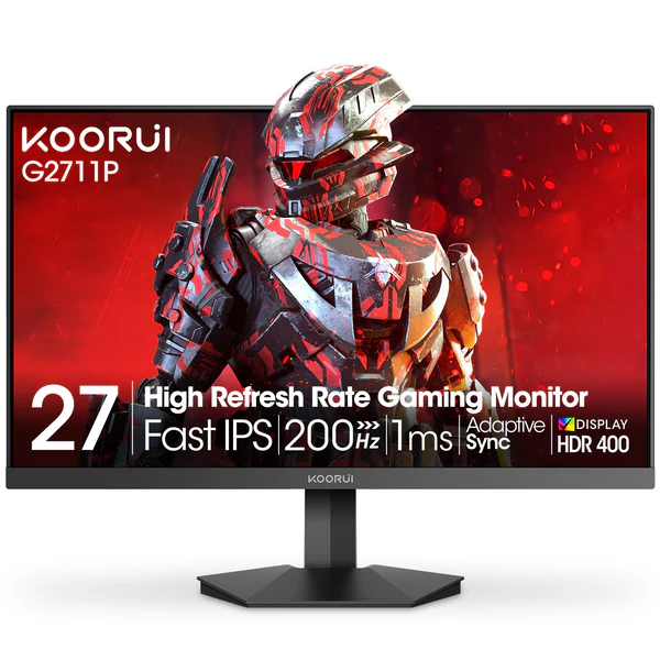 KOORUI G2711P (Black & Red) 27" FHD Fast IPS 200Hz 1ms HDR400 Gaming Monitor price in Pakistan product image
