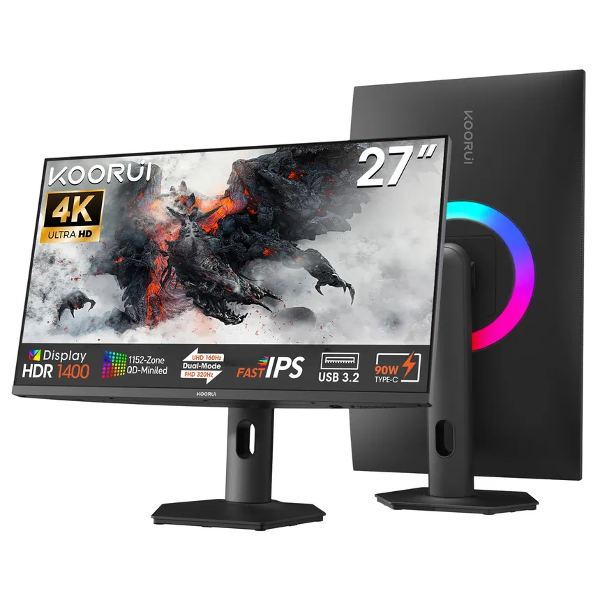KOORUI S2741LM (Black with RGB) 27" 4K 160Hz / FHD 320Hz | IPS Mini LED Dual-Mode Gaming Monitor price in Pakistan product image