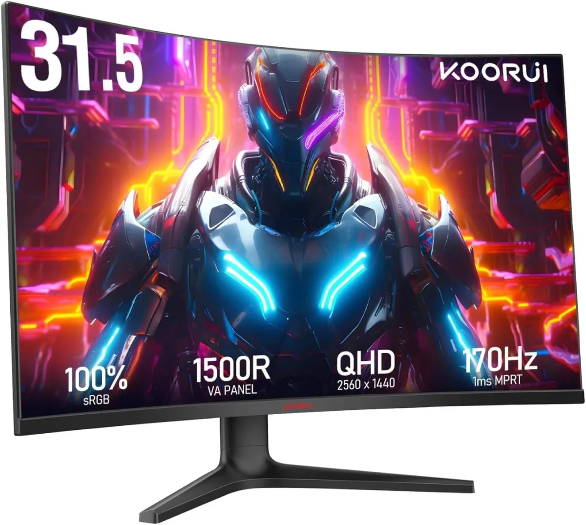 KOORUI 32E6QC (Black) 32" QHD VA Display 170Hz 1ms Adaptive Sync Curved Gaming Monitor price in Pakistan product image