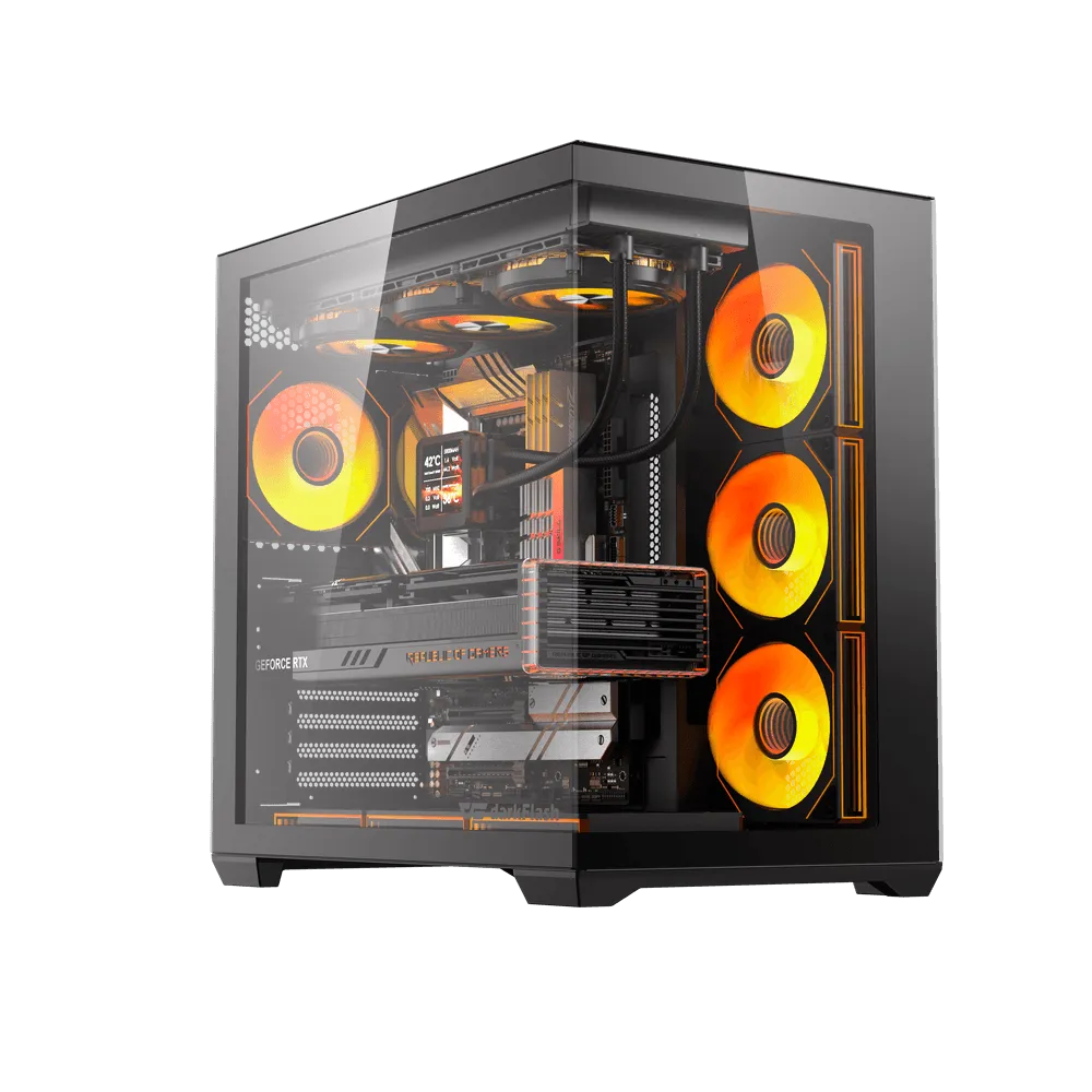 Darkflash pc gear Darkflash C280 (Black) ATX Gaming PC Case front view