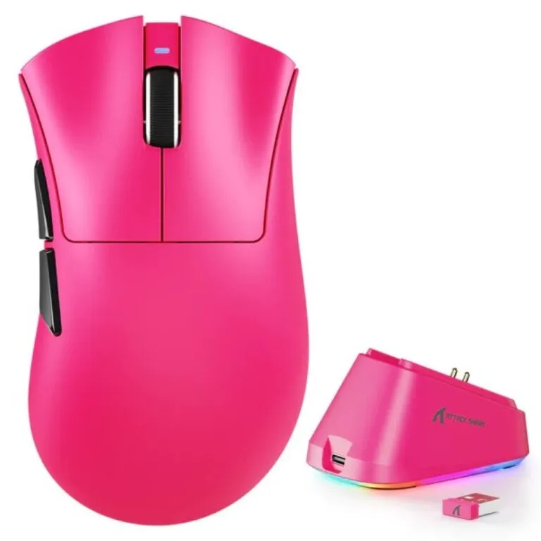 Attack Shark V3 Pro (Berry Red) Ultra-Light Tri-Mode with Charging Dock Gaming Mouse price in Pakistan product image