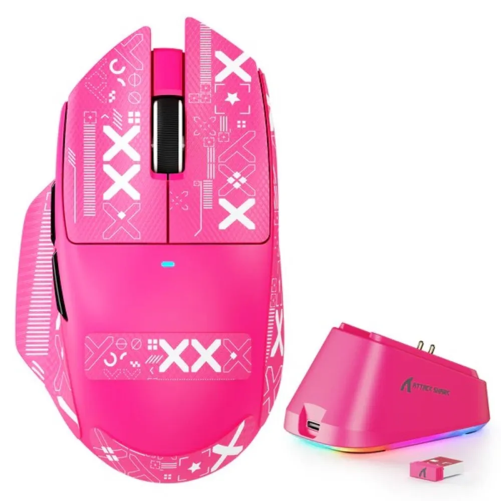 Attack Shark pc gear Attack Shark V6 (Berry Red) Ultra-Light Tri-Mode Gaming Mouse front view