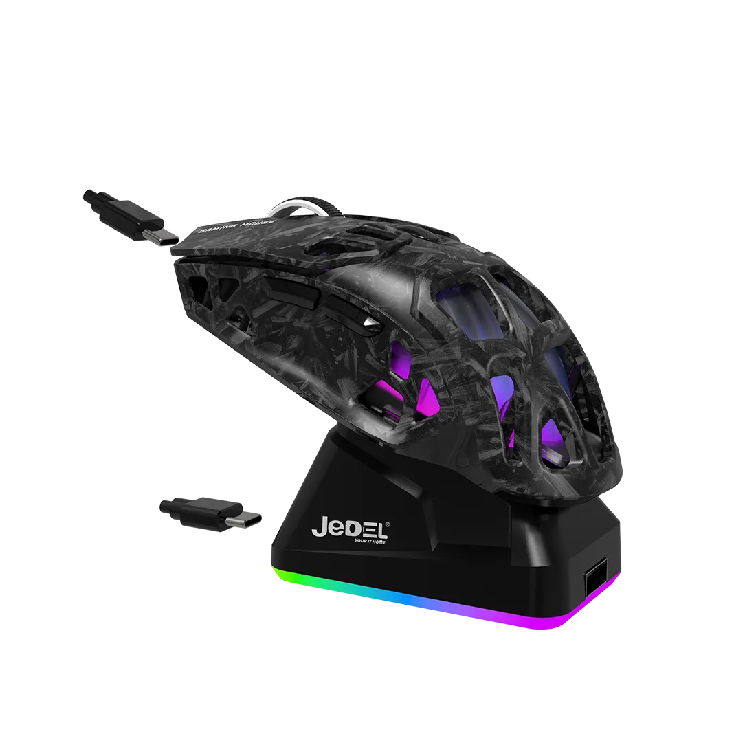 Jedel pc gear Jedel GWH-111 (Black) 6D Triple Mode with Charging Dock Professional Gaming Mouse front view