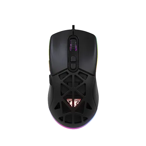 Jedel pc gear Jedel GM1390 (Black with RGB) Wired Honeycomb Gaming Mouse front view