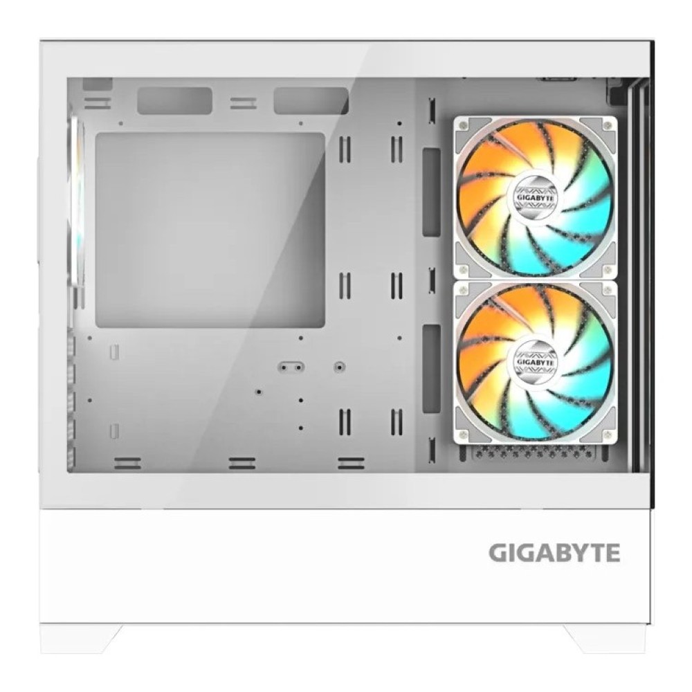 GIGABYTE pc gear GIGABYTE C201 (White) Panoramic Mid Tower Gaming PC Case front view