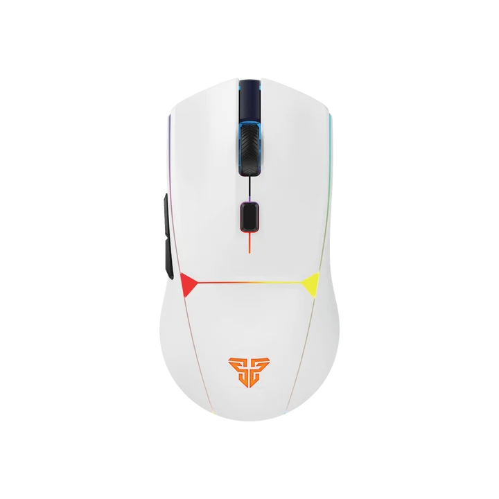 Fantech pc gear Fantech Crypto II (White with RGB) Tri-Mode Connectivity Wireless Gaming Mouse with Charging Dock front view