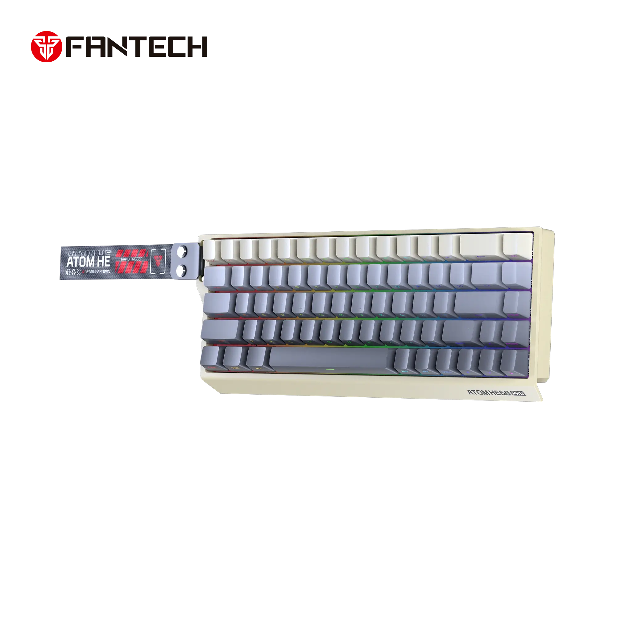 Fantech pc gear Fantech ATOM HE68 Pro (Gradient Grey) Wireless Magnetic Gaming Keyboard front view