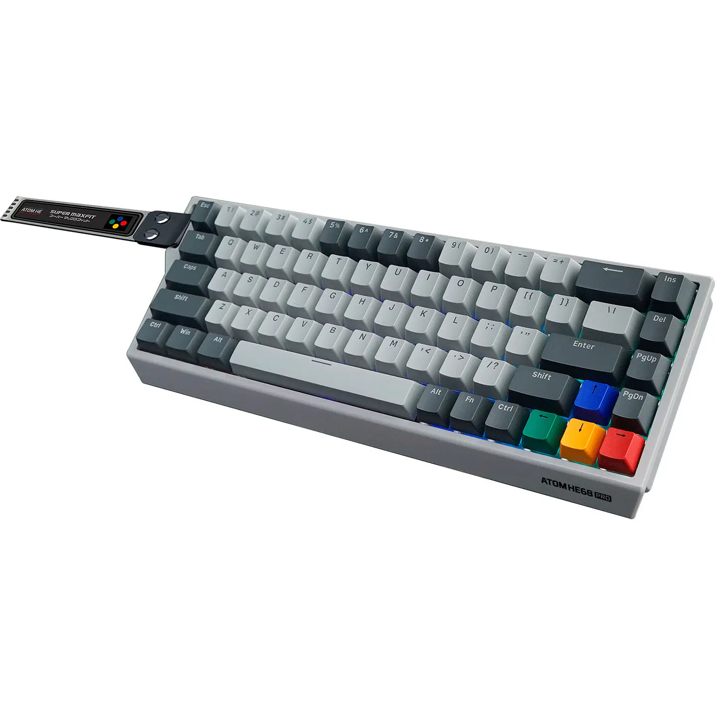 Fantech pc gear Fantech ATOM HE68 Pro (White Grey) Wireless Magnetic Gaming Keyboard front view