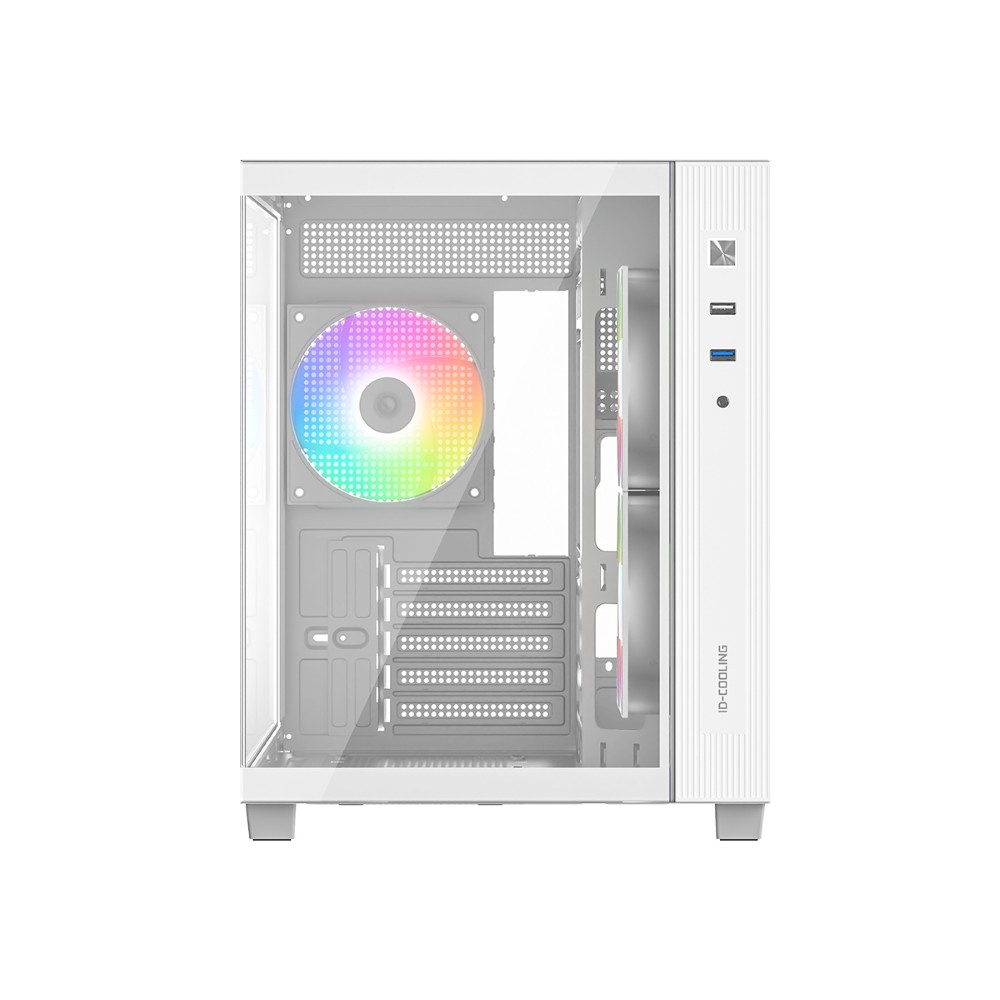 ID-Cooling VIEW 500 (White) Panoramic Tempered Glass ARGB Micro-ATX Gaming PC Case image 4