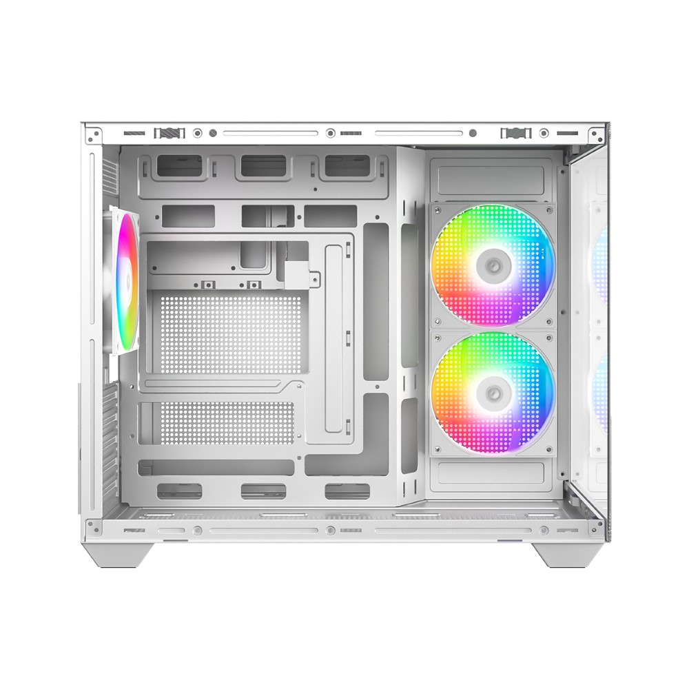 ID-Cooling pc gear ID-Cooling VIEW 500 (White) Panoramic Tempered Glass ARGB Micro-ATX Gaming PC Case front view
