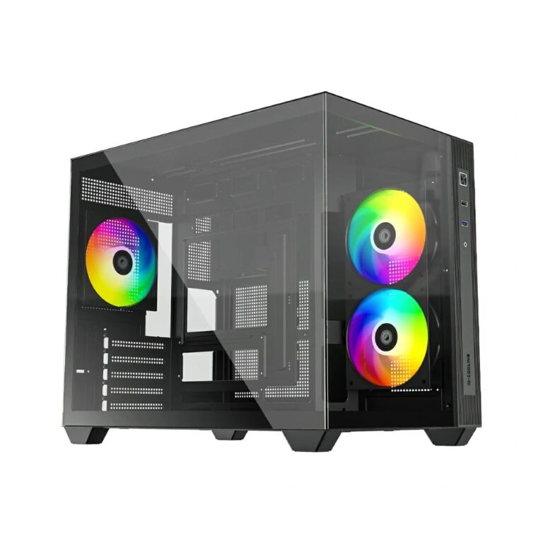 ID-Cooling VIEW 500 (Black) Panoramic Tempered Glass ARGB Micro-ATX Gaming PC Case price in Pakistan product image