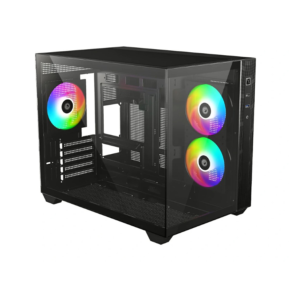 Buy ID-Cooling VIEW 500 (Black) Panoramic Tempered Glass ARGB Micro-ATX Gaming PC Case online in Pakistan at WaddaGamer