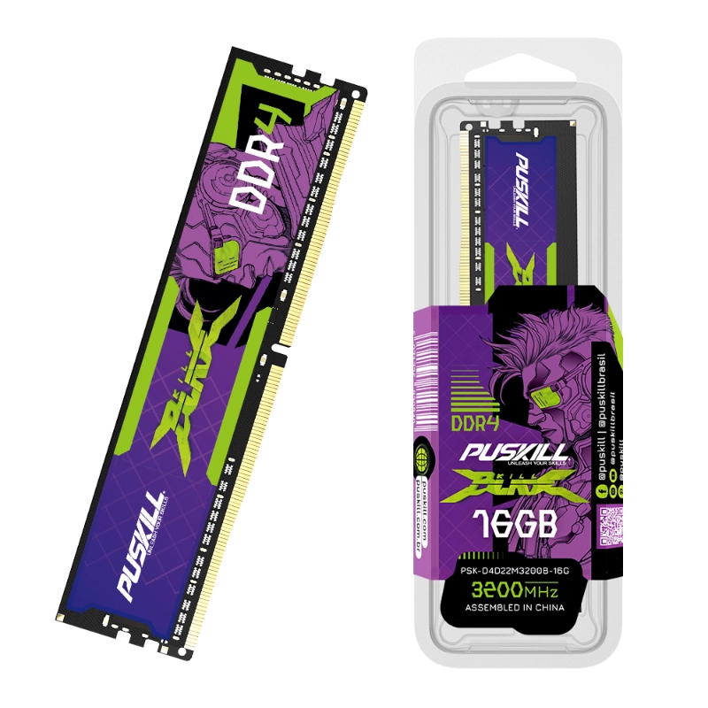 PUSKILL Kill Blade (Black & Purple) DDR4 16GB 3200MHz Desktop Memory RAM price in Pakistan product image