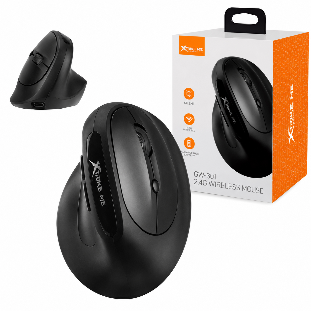 Xtrike Me GW-301 (Black) Wireless Ergonomic Mouse price in Pakistan product image